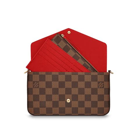 louis vuitton pochette felicie damier ebene cerise red lining|Louis Vuitton.